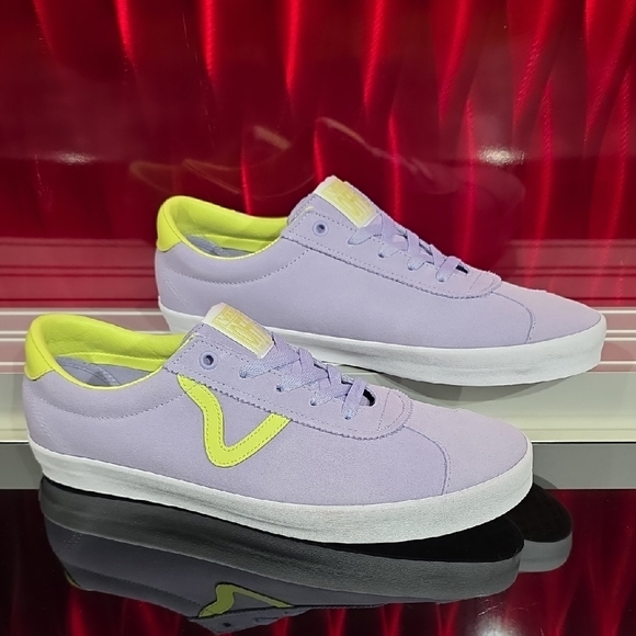 Vans Sport Low Caramella Lavender Neon Yellow Side Stripe Men’s 11.5 Women’s 13